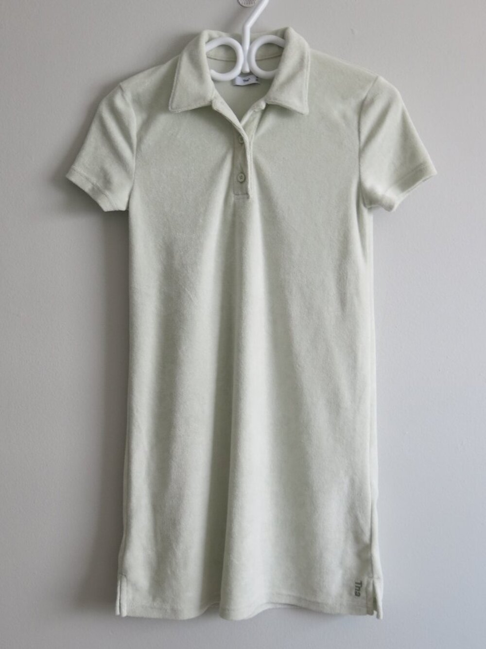 Aritzia TNA Brushed Green Terrycloth Mini Polo Yale Dress - Size XS